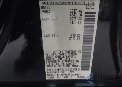 2014 Nissan Altima 3.5 Sl from USA, damaged, VIN 1N4BL3AP7EC161955
